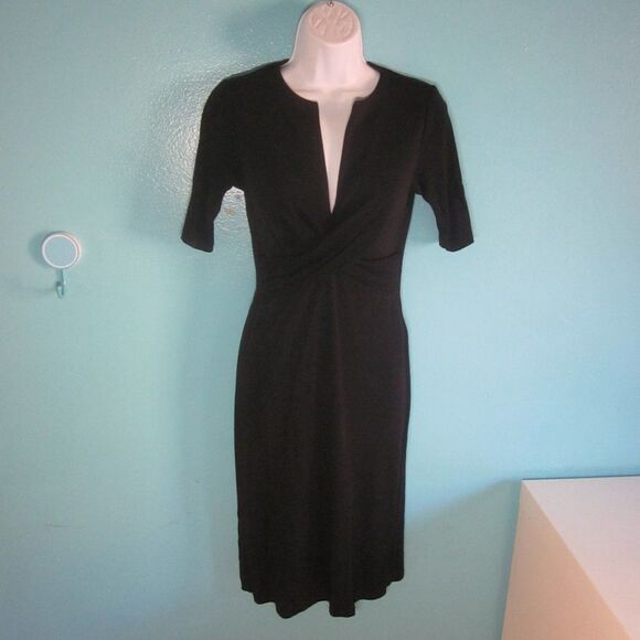 Diane Von Furstenberg Black Fitted Twist Front Dress Marked Size 6  32” Bust - Picture 10 of 12